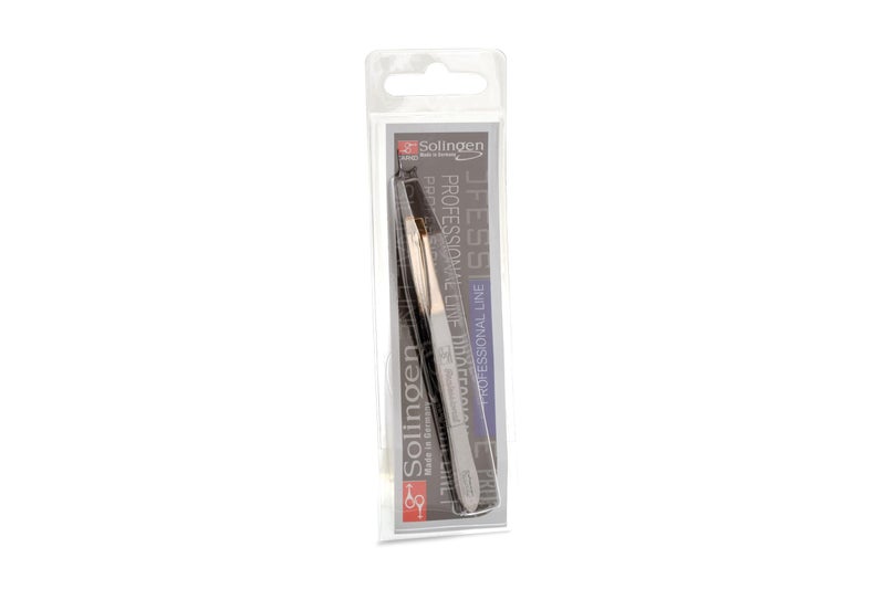 Solingen Tweezers for Eyebrows | Slanted Tip | Professional Stainless Steel |Slanted Tip Tweezers | Best Shaped for Eyebrows Extensions Chin Cheek Face Facial Hair | Made in Germany (Nickel-Gold) - Image 5